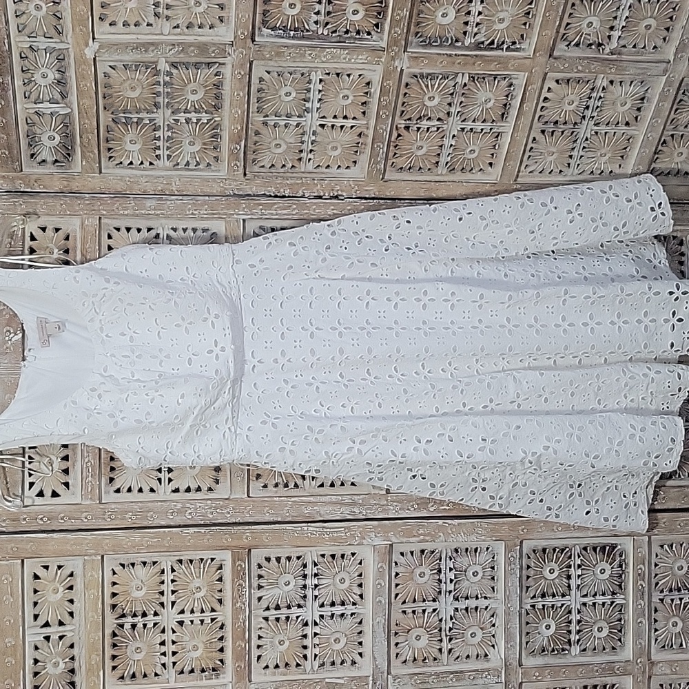 White Eyelet Midi Dress - Lightweight Summer Style